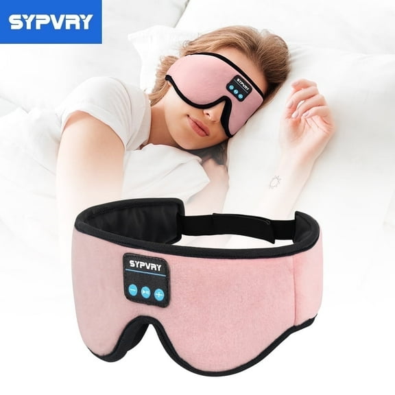 SYPVRY Bluetooth Sleep Mask With Music For Sleeping Airplane Travel Light Blocking Wireless Headphones