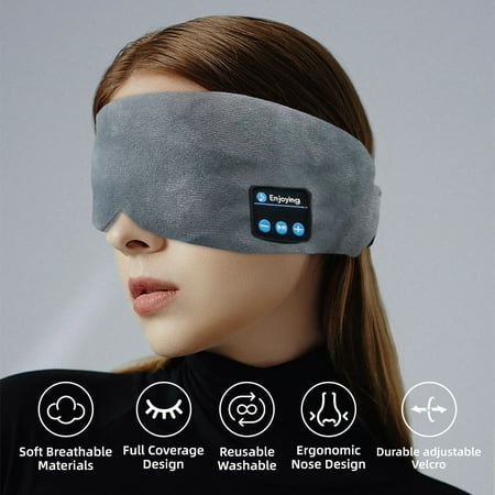 SYPVRY Bluetooth Wireless Soft Silk Sleep Mask, 3D, Single Piece, For Sleep Support With User Manual, Gray