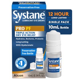 Systane PRO Preservative Free Eye Lubricant Drops for Dry Eyes, Hydrate, Restore & Protect, 10 mL