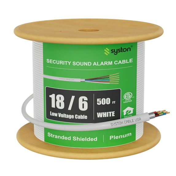 SYSTON 18/6 Fire Security Burglar Station Sound Alarm Control Cable Wire, Plenum-Rated CMP/CL3P Shielded Stranded Copper UL/ETL, RoHS Compliant for Indoor/Outdoor Low Voltage Application Use - 500 FT