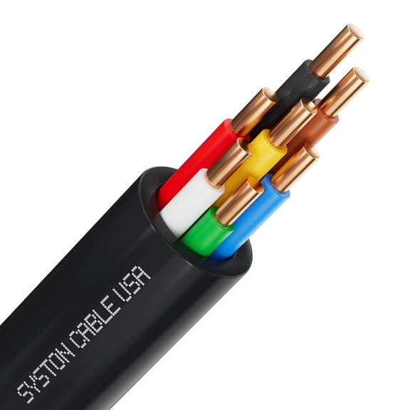 SYSTON 18/7 Solid Copper Sprinkler Wire, 18 Gauge 7 Conductors Irrigation Wire, Direct Burial UV Water Resistant PE Jacket for Underground Irrigation Systems, Field Central Control System