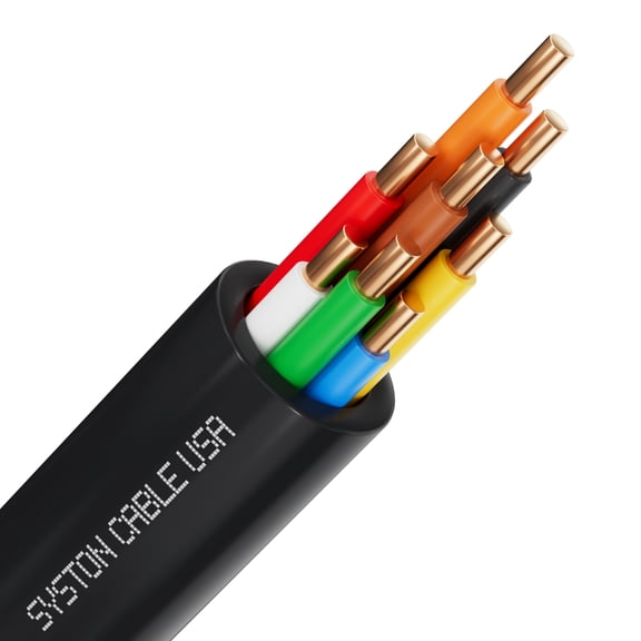 SYSTON 18/8 Solid Copper Sprinkler Wire, 18 Gauge 8 Conductors Irrigation Wire, Direct Burial UV Water Resistant PE Jacket for Underground Irrigation Systems, Field Central Control System