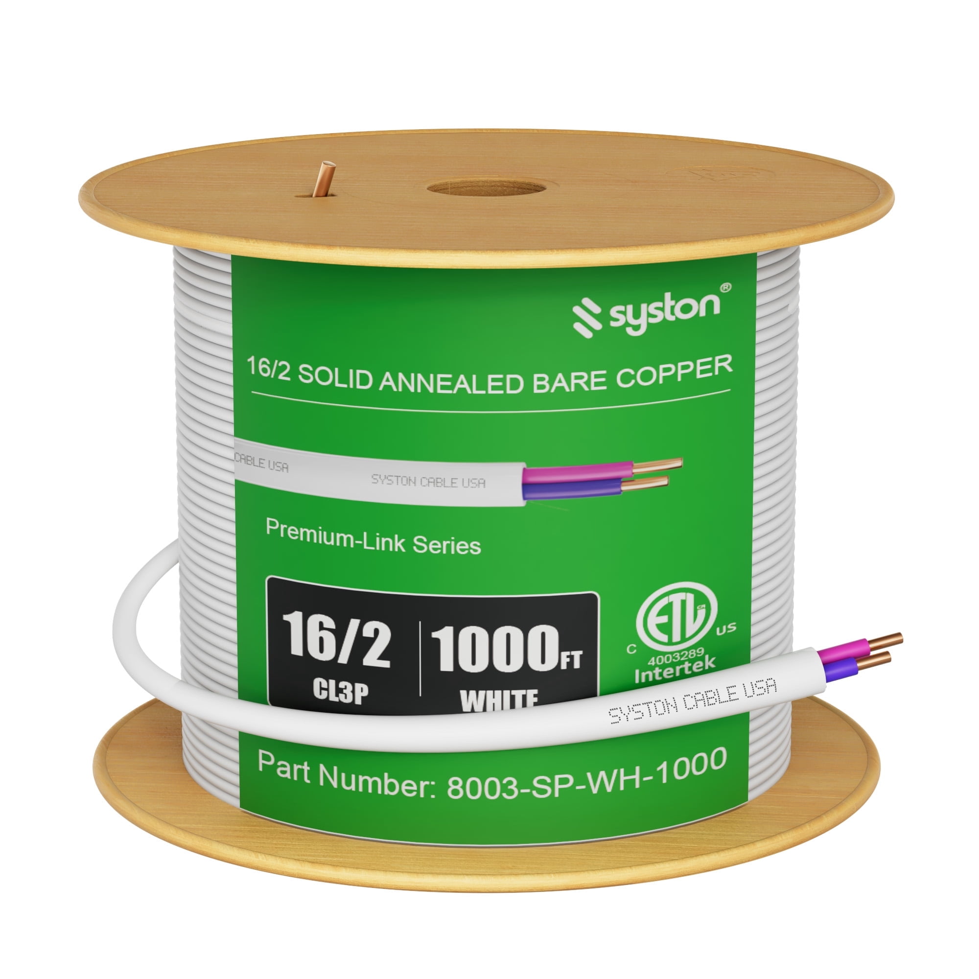 SYSTON CABLE TECH 16/2 LED Lighting Dimmer Dimming Luminaire Control Wire Cable, 16 AWG 2 Conductors Solid Bare Copper Unshielded Plenum Rated CMP CL3P FT6, for Ballast Wiring and Connection - 1000FT
