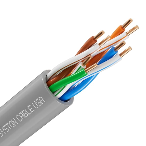 SYSTON CABLE TECHNOLOGY Cat 5e Ethernet Network Cable - 900 FT, 350MHz 24AWG Solid Bare Copper Wire Outdoor/Indoor, Bulk No Ends 10 Ft to 1000 Ft Available, Heat Resistant Plenum Rated - CMP