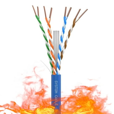 SYSTON CABLE TECHNOLOGY Cat 6A+ Bulk Raw Ethernet Cable Blue Bulk 700 MHz 100 ft 23 AWG 4pr Unshielded Twisted Pair UTP Solid Bare Copper Riser CMP Heat UV Resistant Indoor Outdoor Cut to Order