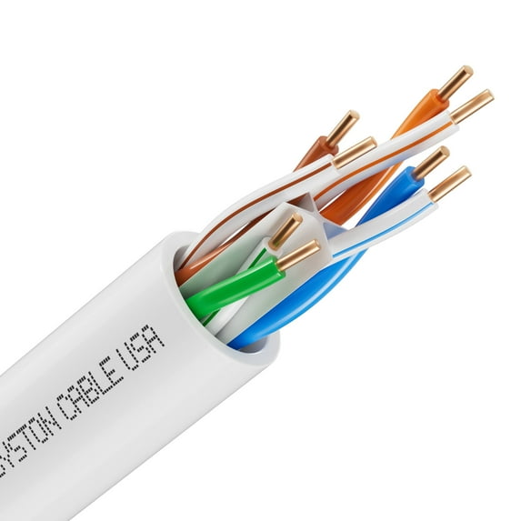 SYSTON CABLE TECHNOLOGY Cat 6E Ethernet Network Cable - 300 FT, 600MHz 23AWG Solid Bare Copper Wire Outdoor/Indoor, Bulk No Ends 10 Ft to 1000 Ft Available, Heat Resistant Riser Rated - CMR