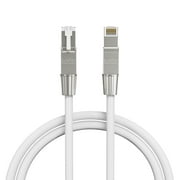 SYSTON Cat8 Ethernet Cable Patch 50ft White, 2000MHz 2GHz 40GB Solid Bare Copper S/FTP Braided Shielded, 22/4 22 AWG 4 Pair CMR CL2R FT4, Network Lan Cable for Indoor/Outdoor PoE Internet PC Laptop