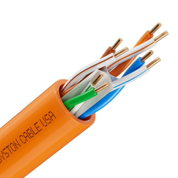 SYSTON CABLE TECHNOLOGY Cat 6E Ethernet Network Cable - 700 FT, 600MHz 23AWG Solid Bare Copper Wire Outdoor/Indoor, Bulk No Ends 10 Ft to 1000 Ft Available, Heat Resistant Plenum Rated - CMP