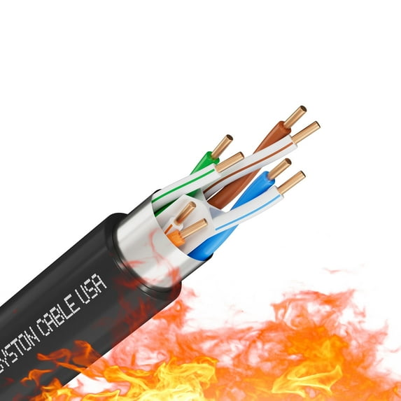 SYSTON CABLE TECHNOLOGY Cat 6E Ethernet Network Cable Shielded - 1000 FT, 600 MHz 23 AWG F/UTP Solid Bare Copper Wire, Sunlight Resistant Plenum Rated CMP, Bulk No Ends 20 FT to 1000 FT Available