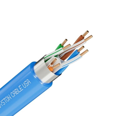 SYSTON CABLE TECHNOLOGY Cat 6E Ethernet Network Cable Shielded - 20 FT, 600 MHz 23 AWG F/UTP Solid Bare Copper Wire, Sunlight Resistant Riser Rated CMR, Bulk No Ends 20 FT to 1000 FT Available