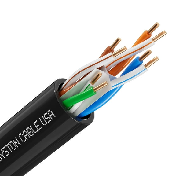 SYSTON CABLE TECHNOLOGY Cat6A+ Bulk Raw Ethernet Cable Black Bulk 700 MHz 400 ft 23 AWG 4pr Unshielded Twisted Pair UTP Solid Bare Copper Riser CMR Heat UV Resistance Indoor Outdoor Cut to Order