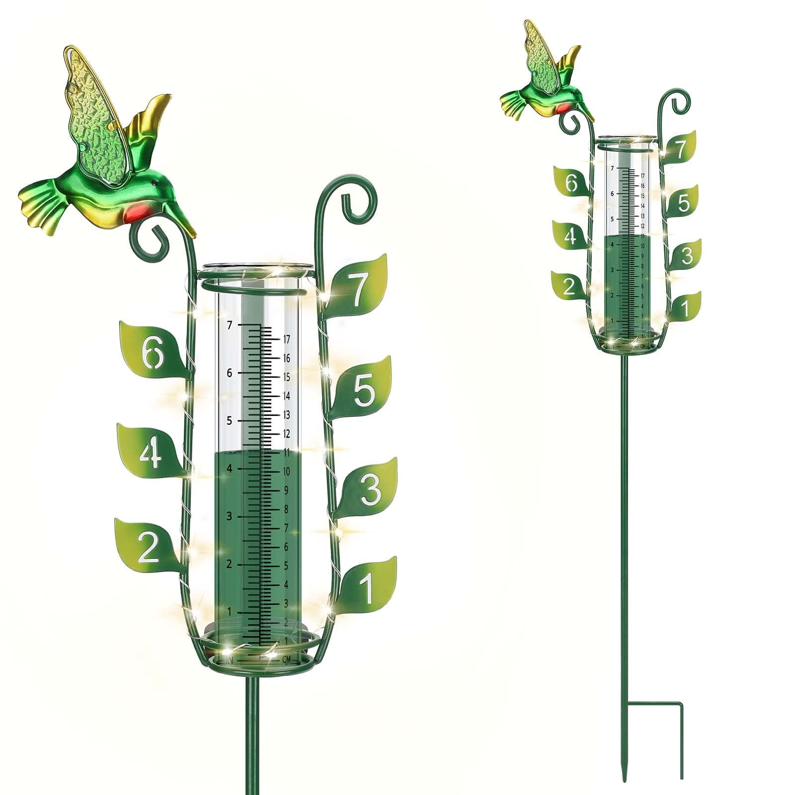 SYSUVANA Rain Gauge Outdoor, AIF4 32" Hummingbird Rain Gauge with Large
