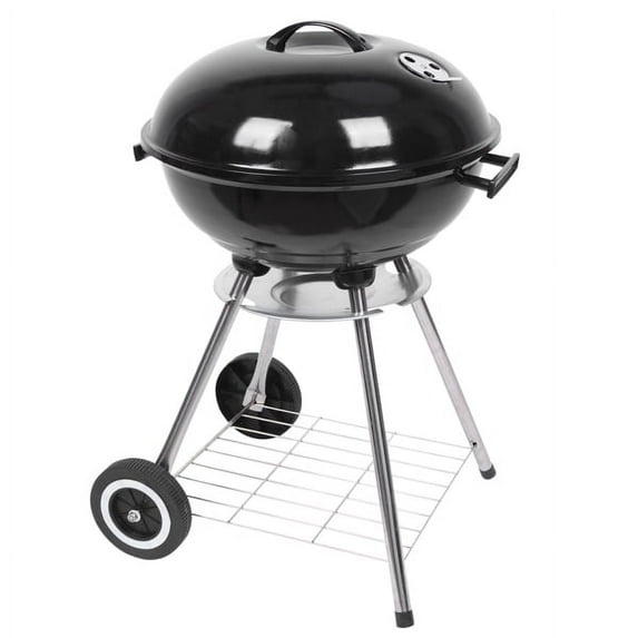 SYTHERS 18 Inch Outdoor Camping Charcoal Barbecue Grill, Portable Kettle BBQ Grill with Wheels, for Patio Backyard Cooking Picnic, Black