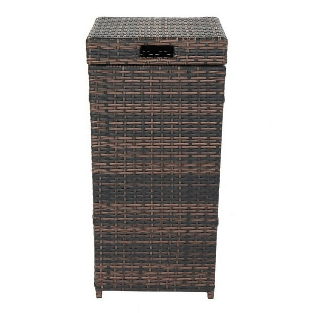 SYTHERS 27 Gallon Wicker Patio Trash Can, Rattan Large Outdoor Trash Can Waste Basket with Lid