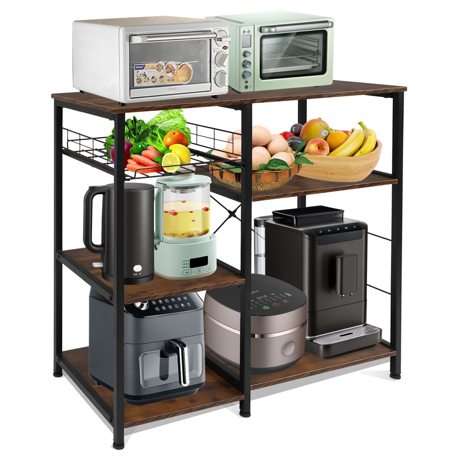 SYTHERS 3Tier Bakers Rack for Kitchen, Coffee Bar Microwave Stand