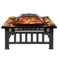 thumbnail image 1 of SYTHERS 32" Fire Pit, Outdoor Wood Burning Fireplace Firepit Table with Poker and Spark Screen for Backyard Patio Garden, Black, 1 of 8