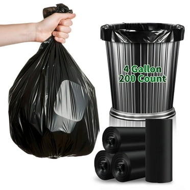 SYTHERS 4 Gallon Small Trash Bags, 200 Counts Wastebasket Bags Extra Thick Unscented Garbage Bags for Bathroom, Bedroom, Office, Kitchen, Home, Black