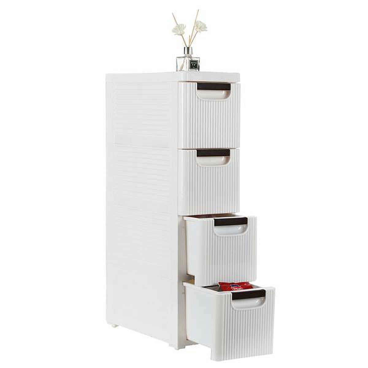 SYTHERS 4Tier Slim Container Storage Rolling Storage Cart with Wheels & 4 hooks, for