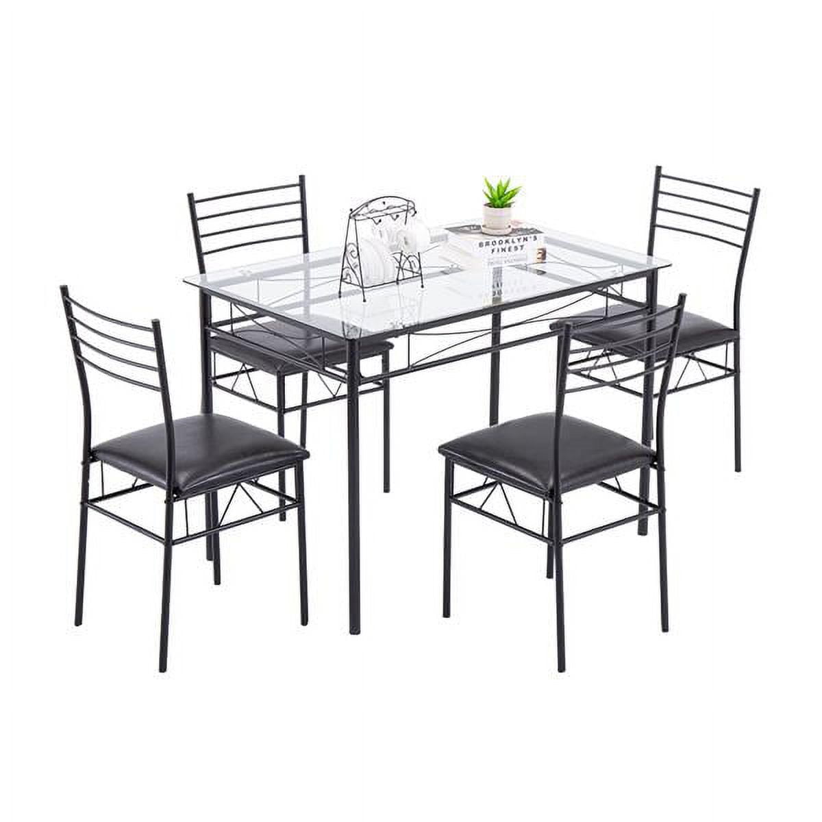 SYTHERS 5pcs Dining Table Chair Set, Kitchen GlassTable and 4 Chairs ...