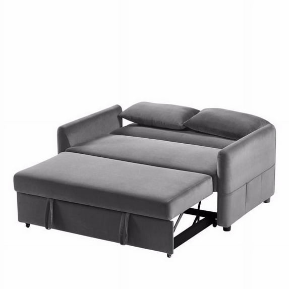 SYTHERS Bed Sofa, 2-Seat Pull Out Bed Sofa with 2 Throw Pillow, Convertible Sofas & Couches with Adjustable Backrest, for Small Space Living Room Apartment, Hold up to 500 Ibs, Gray