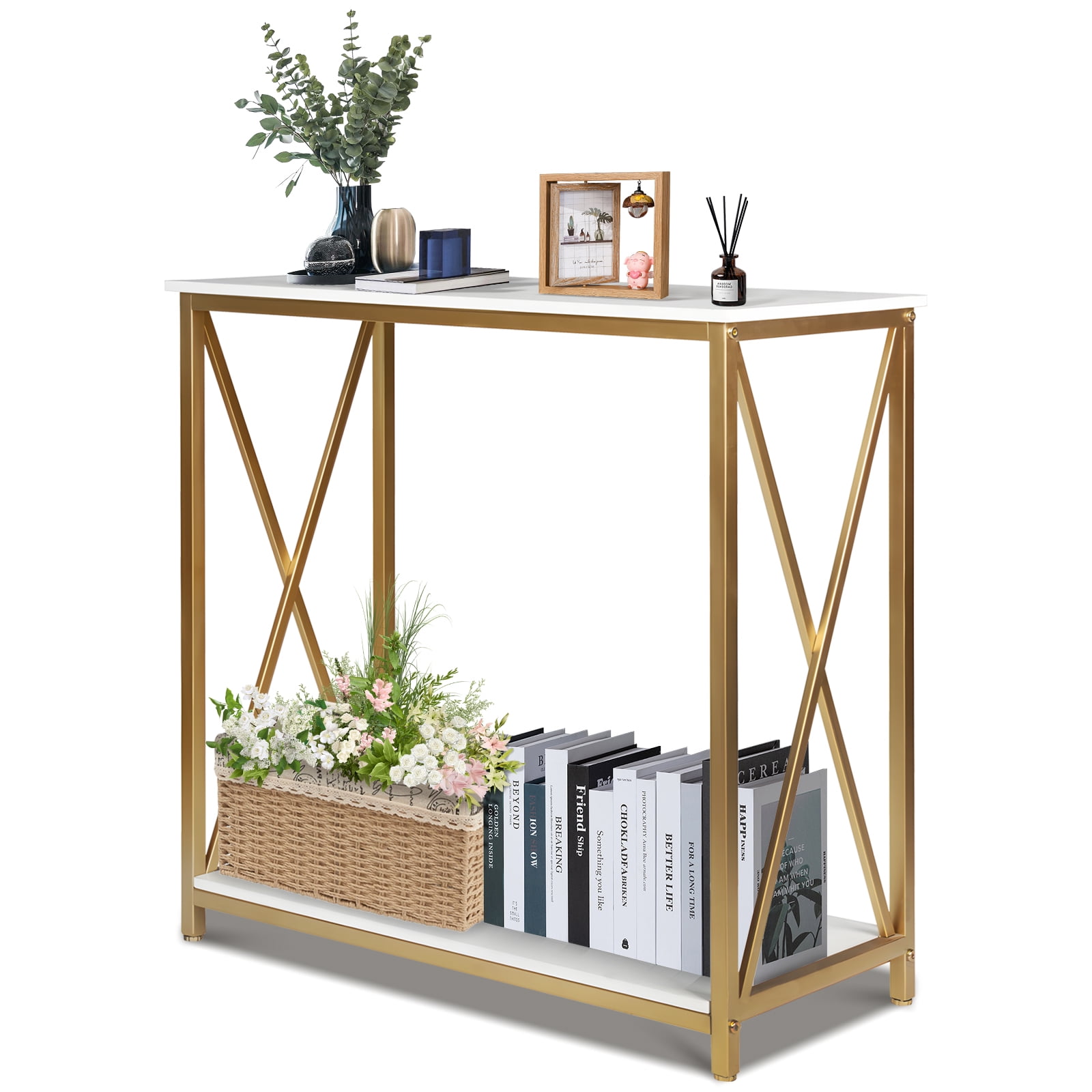 SYTHERS Console Table for Entryway, 2Tier Metal Narrow Sofa Side Table