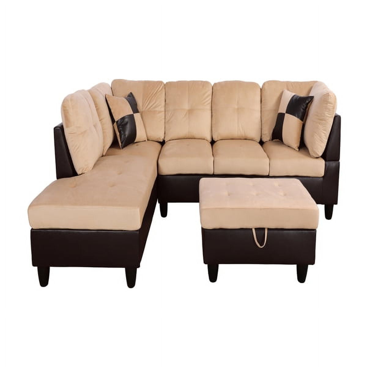 SYTHERS Convertible Sectional Sofa with Ottoman Bench, 3Seat LShaped