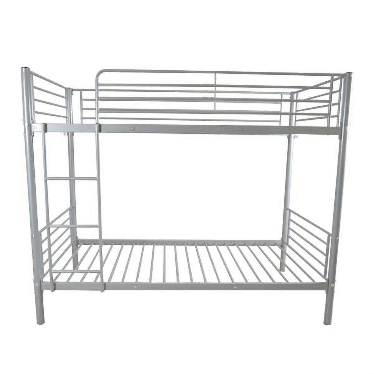 SYTHERS Gray Metal Bunk Bed Twin Over Twin Size, Bunk Beds with Side