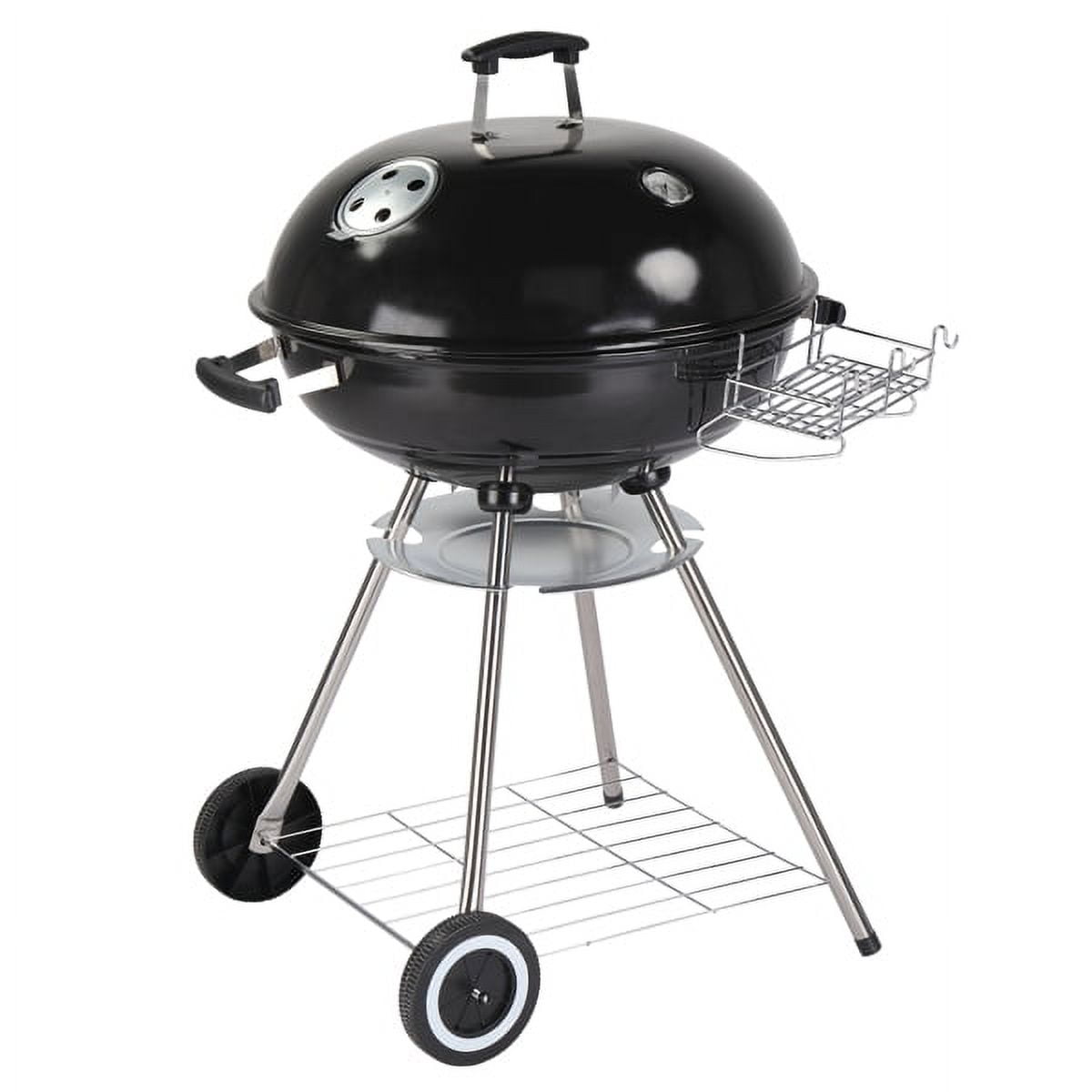 SYTHERS Portable Charcoal Grill with Wheels, 28Inch BBQ Kettle Grill Bowl, PorcelainEnameled