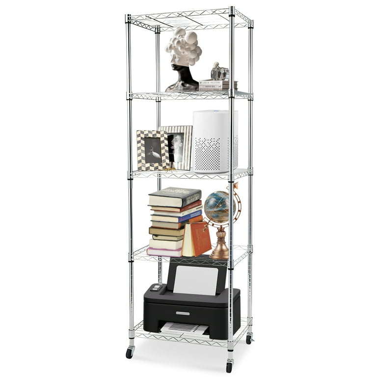 SYTHERS Storage Rack with Wheels 24 x 18 x 70 5 Tier Wire Shelving Unit Adjustable Metal Bakers Rack Heavy Duty Kitchen Organizer 1100 Ibs Capacity Walmart