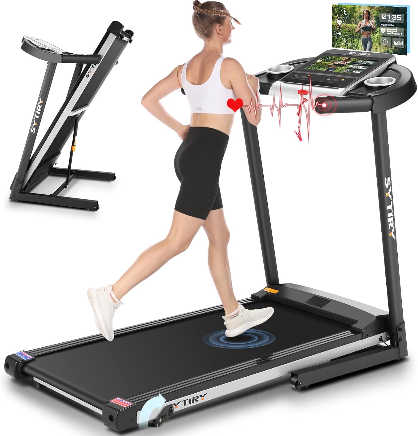 SYTIRY Incline Treadmills for Home with TV Screen and WiFi, 3.25HP