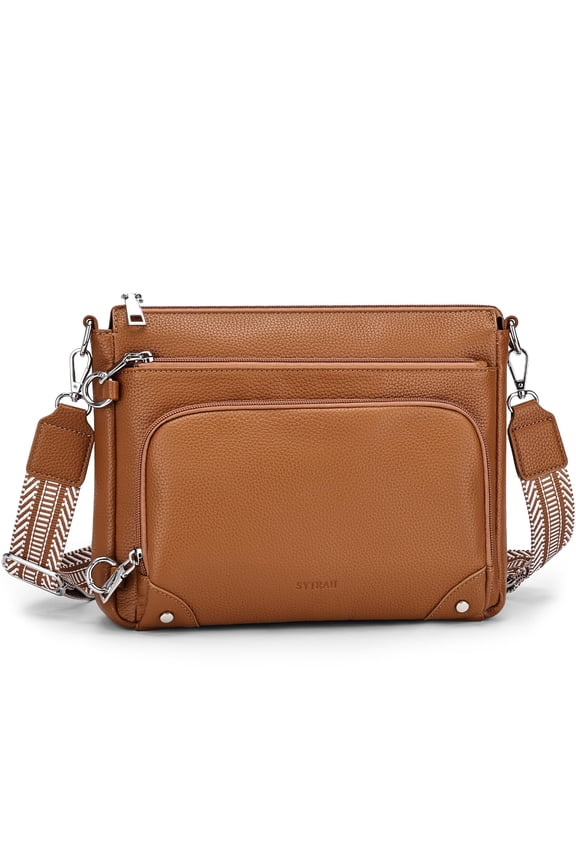 Anti-Theft Crossbody Purse for Women, Crossbody Shoulder Bag with Built-in Wallet & RFID Blocking for Travel Workout Brown A101