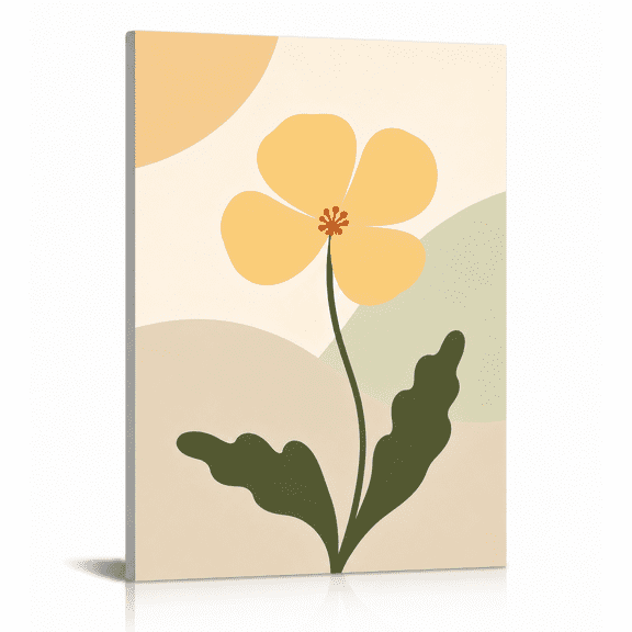 SYVVY 16 x 20in Mustard Yellow Single-Stem Minimalist Canvas Wall Art, Cheerful Modern Accent for Entryway, Bedroom, or Office