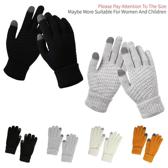 Syvvy 2 Pairs Winter Gloves,Touch Screen Gloves,Soft Warm Knit, Elastic Cuff for Women and Men Winter Cycling, Driving, Texting (Black,Gray)