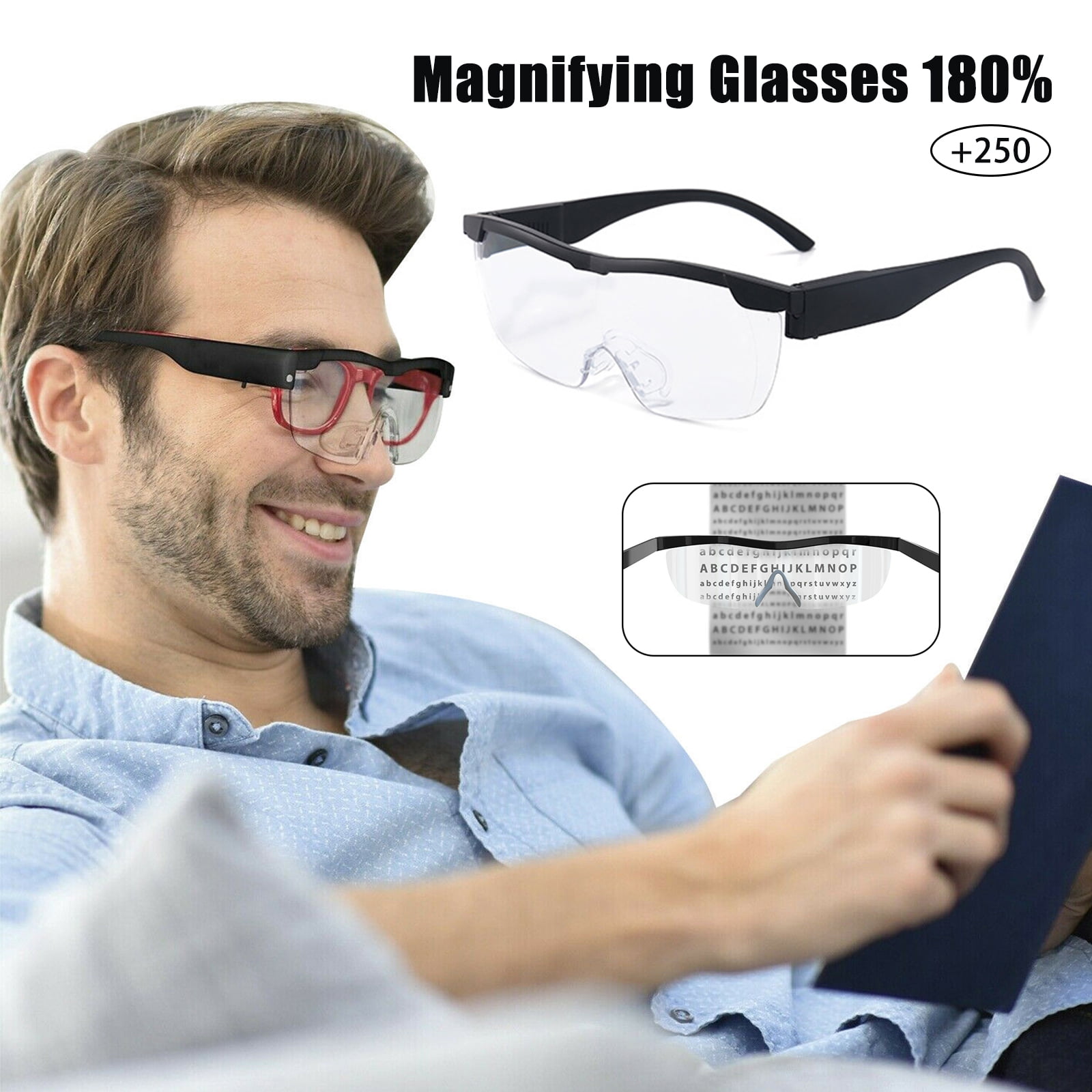2 Pcs Magnifying Glasses With Light 180% LED Lighted Magnifier Eyeglasses  For