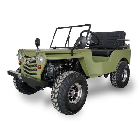 SYX MOTO 125cc Go Kart 4-Wheeler, 3-Speed + Reverse, Electric/Kick Start, 35 MPH Max Speed for Teens & Adults, Matte Green