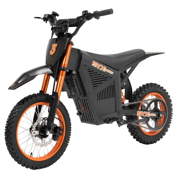 SYX MOTO ARC Peak 3000W 48V/20.4AH Electric Off-Road Bike for Teens & Adults, Black/Orange