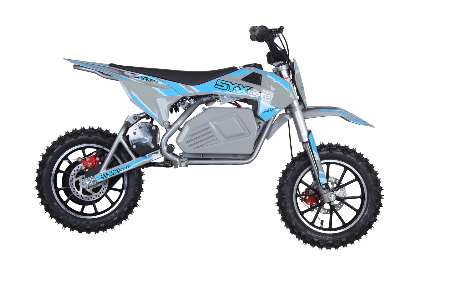 SYX MOTO KBE 500W 36V Electric Beginner Kids Mini Dirt Bike, New, Blue/Grey