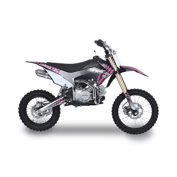 SYX MOTO Whip 125cc 4-Stroke Gas Dirt Bike Kick Start, New, Black/Pink