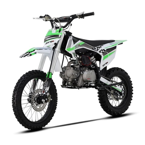 SYX MOTO K1 125cc Dirt Bike for Teens & Adults, 50 MPH, 123 Mi Range, 4-Speed Manual, Kick/Electric Start, Green