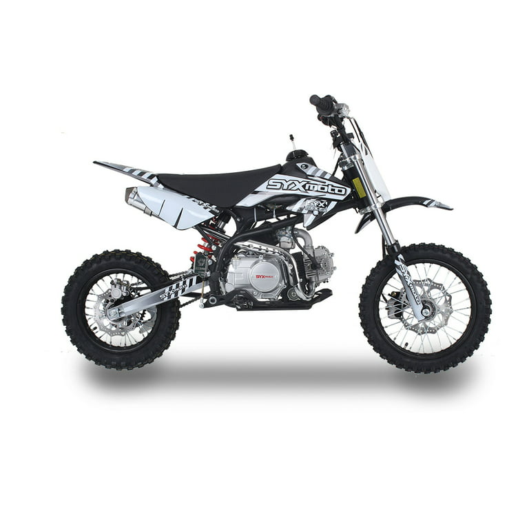 SYX MOTO Roost Gas Powered 125cc 4-Stroke Electric Start Dirt Bike,  Black/White, Brand New