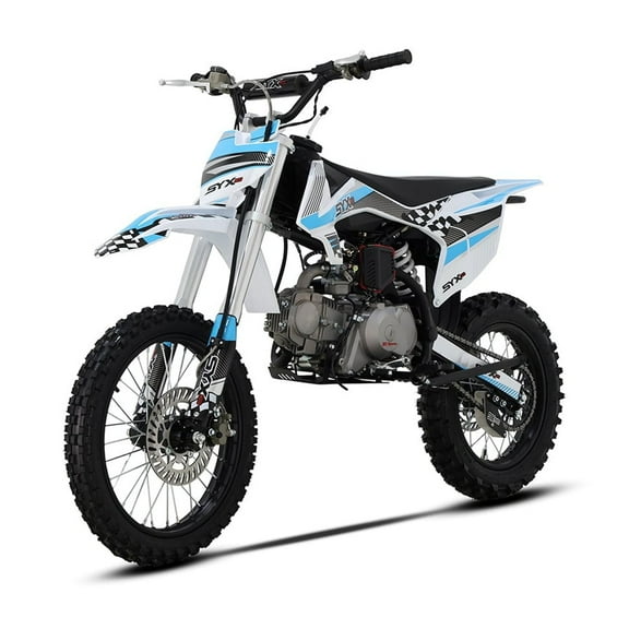 SYX MOTO K1 125cc Dirt Bike for Teens & Adults, 50 MPH, 123 Mi Range, 4-Speed Manual, Kick/Electric Start, Blue