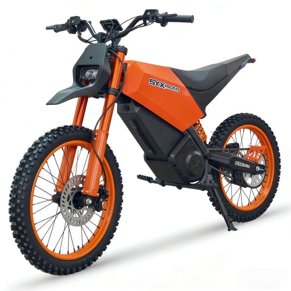 SYX MOTO SPRK Peak 5500W 60V/27AH Electric Off-Road Bike for Teens & Adults, Black/Orange
