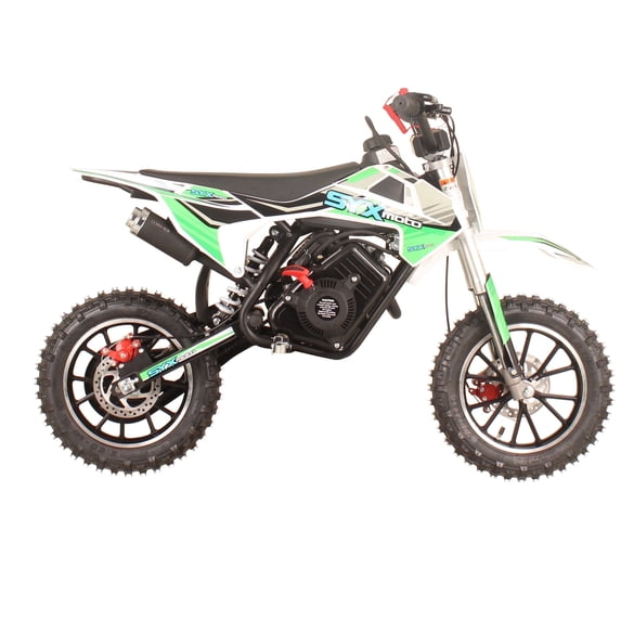 SYX MOTO VK 58cc 4-Stroke Gas Powered Mini Dirt Bike for Kids, Fully Automatic Youth Off-Road Motorcycle with Speed Governor, Pull Start, Green/White