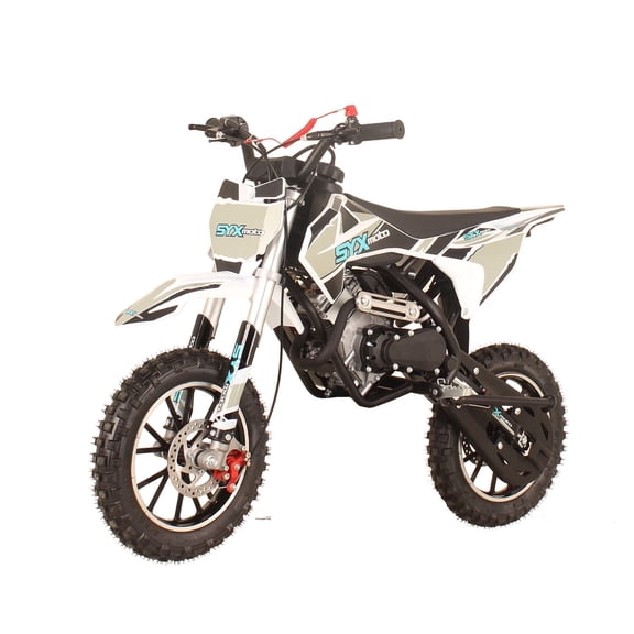 SYX MOTO VK 58cc 4 Stroke Pull Start Mini Dirt Bike, Real Motorcycle Engine, Black/White