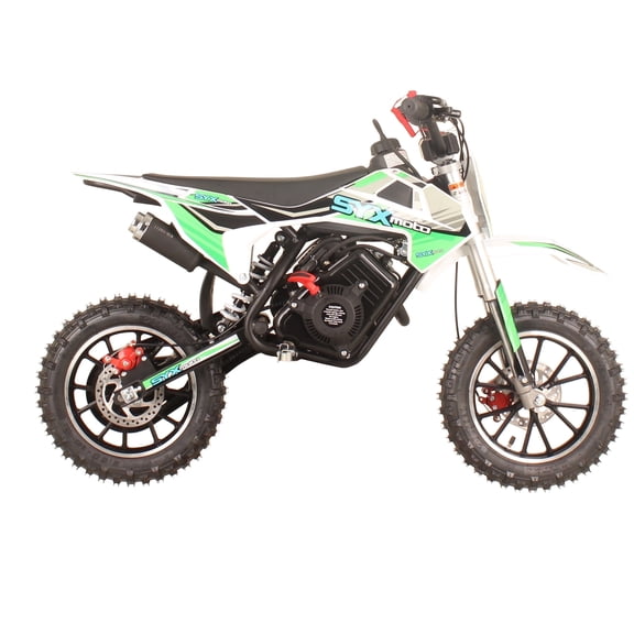 SYX MOTO VK 58cc 4-Stroke Gas Powered Mini Dirt Bike for Kids, Fully Automatic Youth Off-Road Motorcycle with Speed Governor, Pull Start, Green/White
