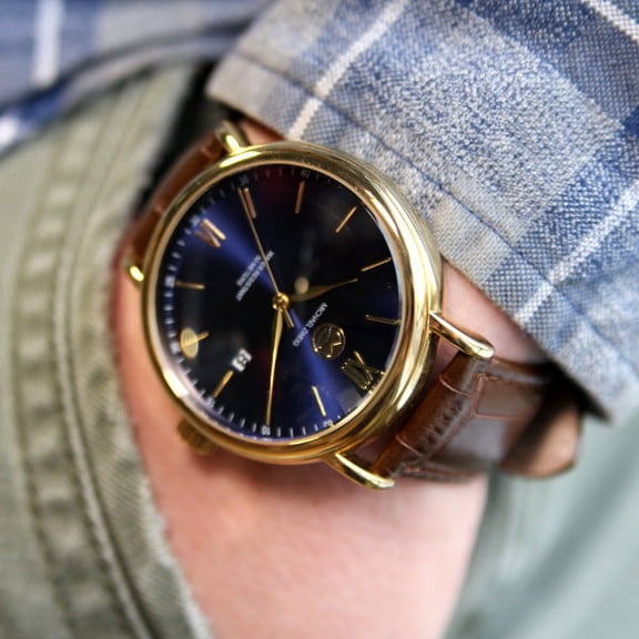 "SYZYGY" Mens Luxury Watch By Michael Zweig, Luxury, Minimilistic Design with Fine Leather Strap.