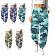 thumbnail image 1 of SYwaren Camo Sweatpants for Women Casual Loose Curved Hem Elastic Waist Camouflage Print Lounge Pants with Pockets, 1 of 9