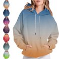 thumbnail image 1 of SYwaren Drawstring Hoodie for Women Gradient Print Raglan Sleeve Long Sleeve Sweatshirt with Pockets Tops, 1 of 8