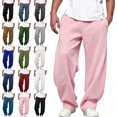 thumbnail image 1 of SYwaren Elastic Waist Sweatpants Men's Joggers Drawstring Solid Color with Pockets Casual Fashion, 1 of 7