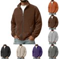 thumbnail image 1 of SYwaren Fleece Sweatshirt Men's Full Zip Mock Neck Stand Collar Long Sleeve Casual Solid with Pockets, 1 of 8